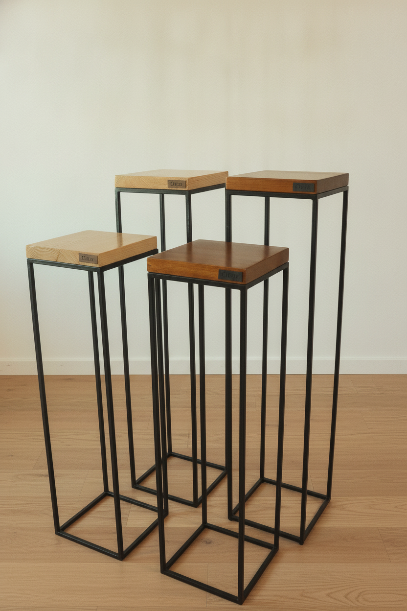 four Corner Stands in White Oak finish