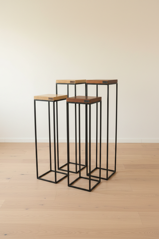 four Corner Stands in Teak finish