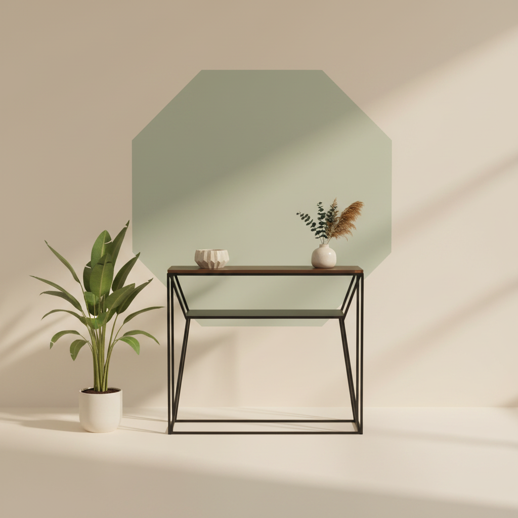 Doorway Hex console styled in a warm living room
