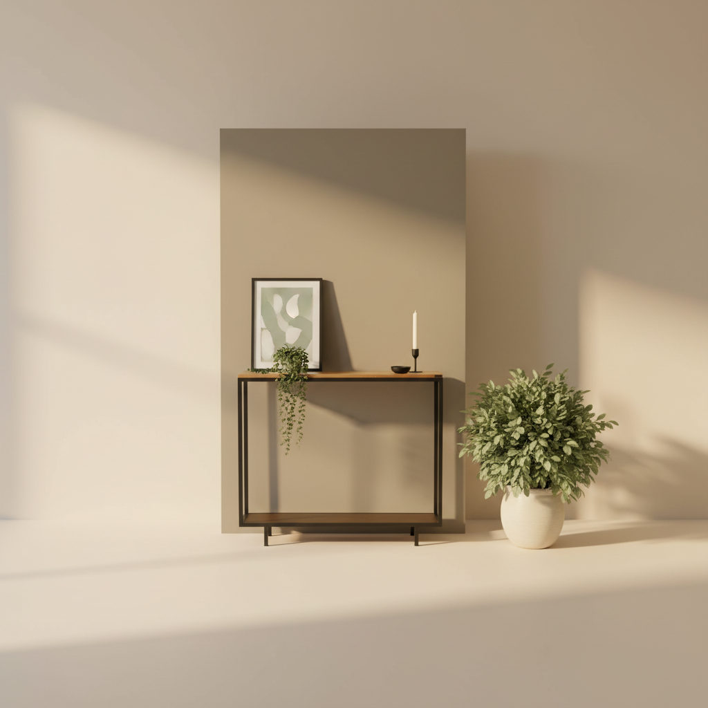 Doorway Rec console styled in a warm living room
