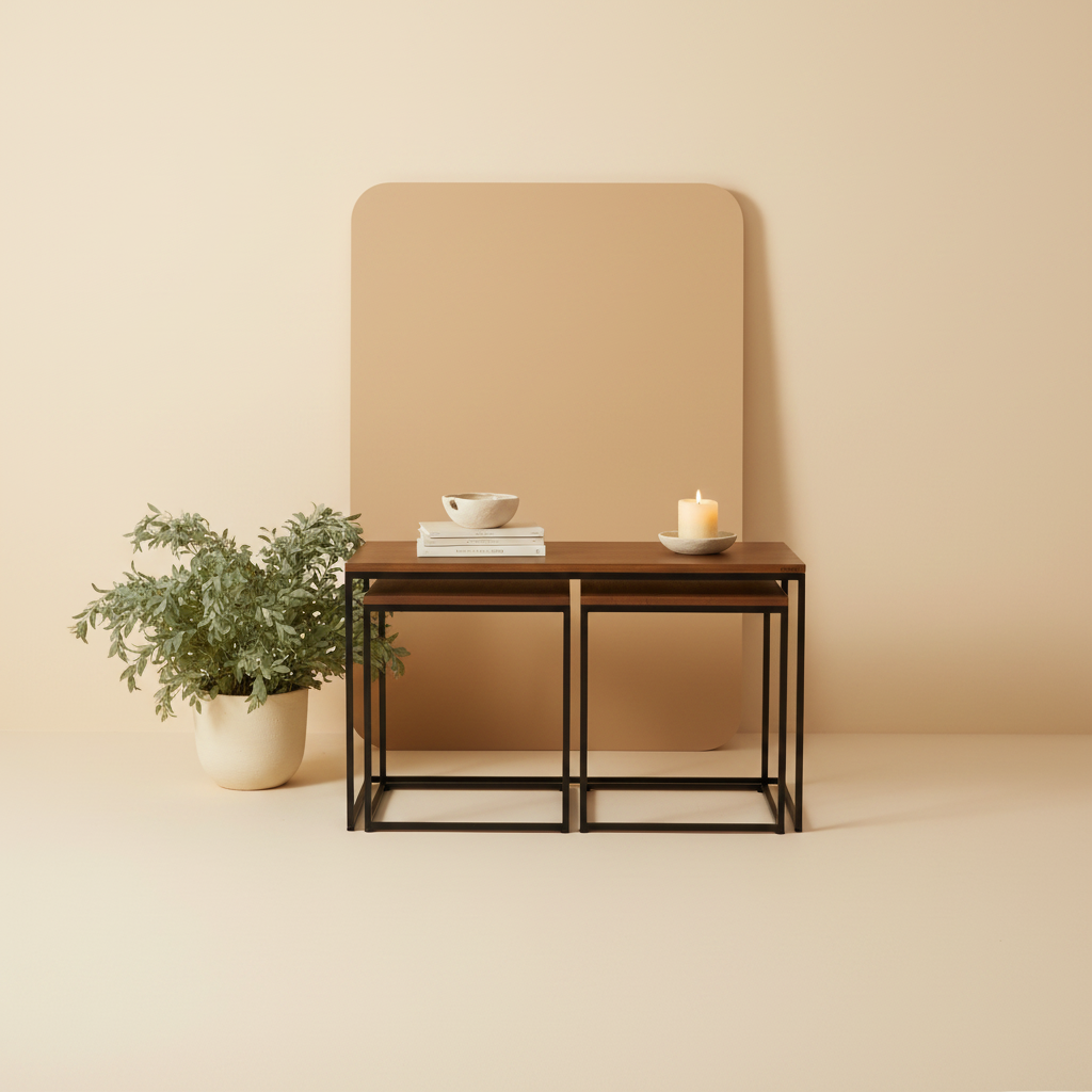 Nested Trio styled in a warm living room