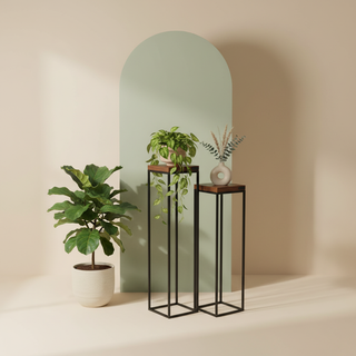 Corner Stands styled in a warm living room