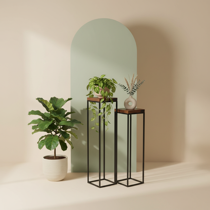 Corner Stands styled in a warm living room