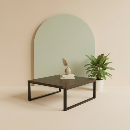 Social Square coffee table styled in a warm living room